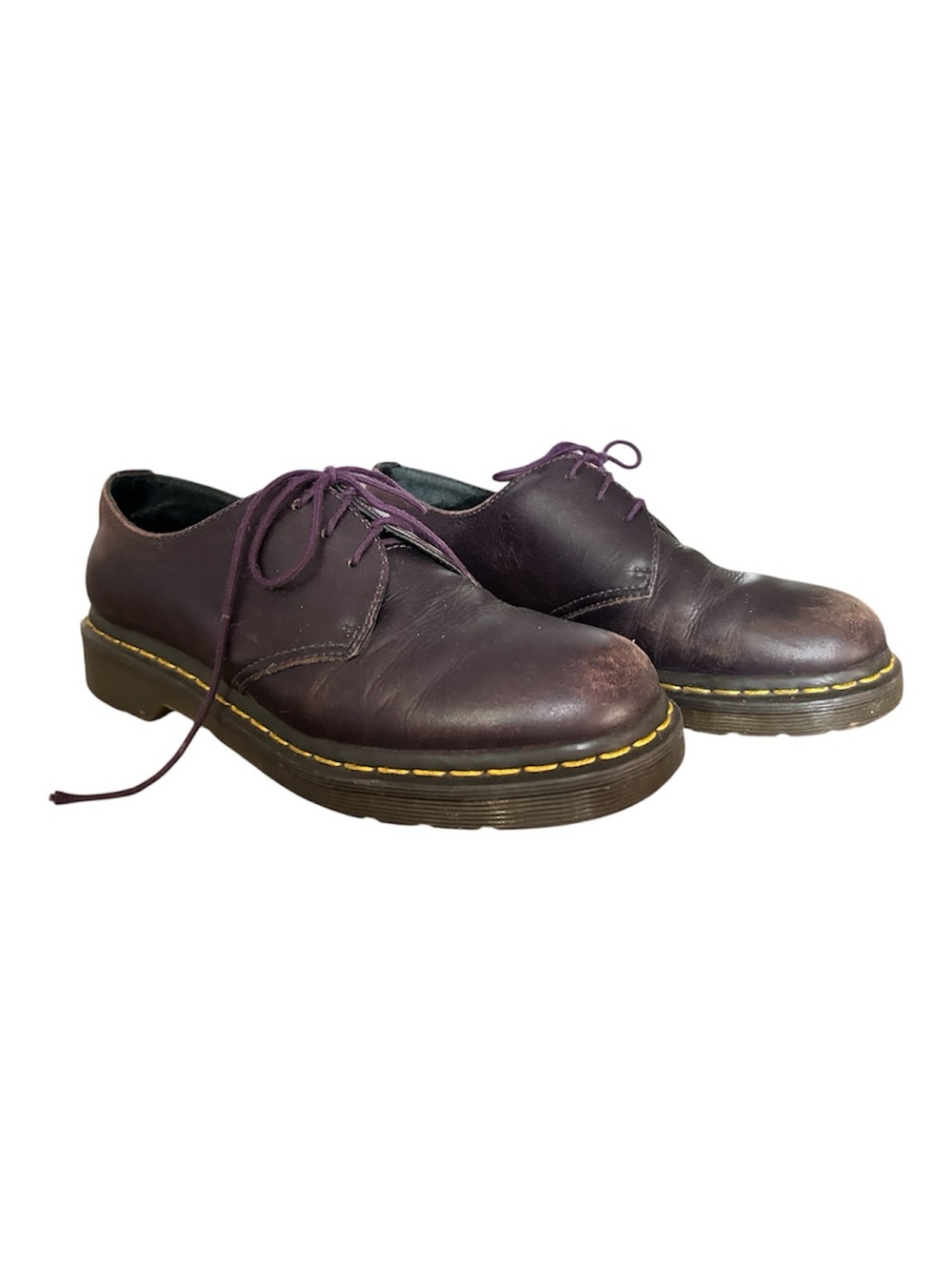 Dr. Martens Men’s Purple Leather 3-Eye Derby Shoes